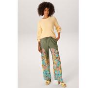 Schlupfhose ANISTON CASUAL, Damen, Gr. 40, N-Gr, bunt (khaki, türkis, gelb, orange, rosa, grün, pink), Crêpe, Obermaterial: 100% Polyester, bedruckt, geblümt, weit lang, Hosen Schlupfhose, mit farbenf