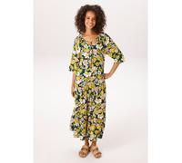 Sommerkleid ANISTON CASUAL, Damen, Gr. 44, N-Gr, dunkelgrün, mais, rosa, weiß, Web, Obermaterial: 100% Viskose, bedruckt, geblümt, lässig geschnitten wadenlang, V-Ausschnitt, Raglanärmel, Kleider Somm