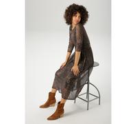 Midikleid ANISTON CASUAL, Damen, Gr. 42, N-Gr, grau (anthrazit, dunkelgrün, hellbeige, braun, taupe, zimt), Mesh, Obermaterial: 95% Polyester, 5% Elasthan. Futter: 100% Polyester, animal-print, bedruc