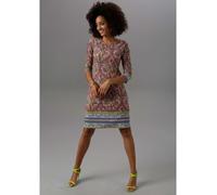 Jerseykleid ANISTON SELECTED, Damen, Gr. 38, N-Gr, bunt (bunt, gemustert), Jersey, Obermaterial: 95% Polyester, 5% Elasthan, Paisley, gemustert, lässig geschnitten knieumspielend, Rundhals, Kleider Je