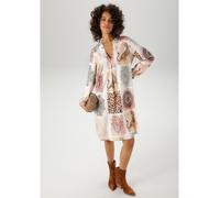 Tunikakleid ANISTON CASUAL, Damen, Gr. 36, N-Gr, schwarz (wollweiß, apricot, schwarz, beere, braun, hellgrau), Web, Obermaterial: 100% Viskose, animal-print, bedruckt, geblümt, lässig geschnitten knie