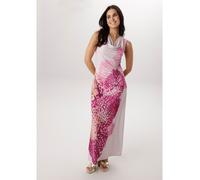 Maxikleid ANISTON SELECTED, Damen, Gr. 40, N-Gr, rosa, pink, beige, Jersey, Obermaterial: 95% Polyester, 5% Elasthan, figurbetont lang, Wasserfallausschnitt, Kleider Maxikleid, vorne mit diagonal verl