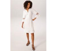 Tunikakleid ANISTON CASUAL, Damen, Gr. 44, N-Gr, wollweiß, Single Jersey, Obermaterial: 95% Viskose, 5% Elasthan, unifarben, figurumspielend kniefrei, V-Ausschnitt, Volant, Kleider, mit Häkelspitze ve