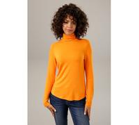 Rollkragenshirt ANISTON CASUAL, Damen, Gr. 42, orange, Single Jersey, Obermaterial: 95% Viskose, 5% Elasthan, unifarben, sehr figurbetont hüftlang, Shirts, in schwarz-bunt-bedruckt oder 4 trendigen Un