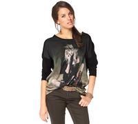 Langarmshirt ANISTON CASUAL, Damen, Gr. 48, grün (schwarz, grasgrün, beige), Web, Obermaterial: 100% Polyester. Rückseite: 95% Viskose, 5% Elasthan. Ärmel: 95% Viskose, 5% Elasthan, bedruckt, oversize