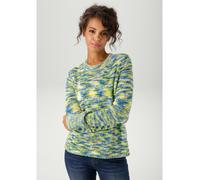 Strickpullover ANISTON CASUAL, Damen, Gr. 38, blau, grün, gelb, weiß, Grobstrick, Obermaterial: 100% Polyacryl, gemustert, mehrfarbig, figurumspielend hüftlang, Rundhals, Rippstrickbündchen, Pullover 