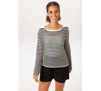 Strickpullover ANISTON CASUAL, Damen, Gr. 38, schwarz, weiß, Strick, Obermaterial: 100% Baumwolle, geringelt, gestreift, figurumspielend taillenbedeckt, Rundhals, Strickkante, Pullover Strickpullover,