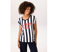 T-Shirt ANISTON CASUAL, Damen, Gr. 48, marine, weiß, rot, Single Jersey, Obermaterial: 95% Viskose, 5% Elasthan, bedruckt, gestreift, figurumspielend hüftlang, Rundhals, Shirts T-Shirt, mit Foliendruc