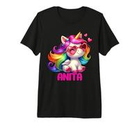 Anita Personalisierter Name, buntes Einhorn Premium T-Shirt