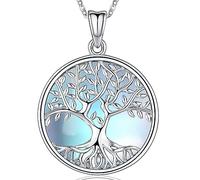 Aniu Baum des Lebens Kette Damen Lebensbaum Anhänger Halskette Sterling Silber 925 Baum des Lebens Mondstein Kette Schmuck für Damen Frauen
