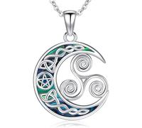 Aniu Keltischer Knoten Halskette Damen Triskele Anhänger Silber 925 Keltischer Knoten Kette Mond Anhänger Keltischer Schmuck Geschenke für Frauen Mädchen