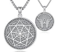 Aniu Siegel der Sieben Erzengel Kette Silber 925 Anhänger Siegel der 7 Erzengel Kette Amulett Schutzpatron Talisman Christliche Halskette 7 Erzengel Schutzamulett für Herren Männer