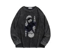 Anjinguang Anime JJK Gojo Satoru Hoodie Unisex Gewaschenes Altes Vintage Sweatshirt JJK Cosplay Kostüm Langarm Lässiges Sweatshirt Pullover Top, Typ 3, M