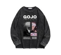 Anjinguang Anime JJK Gojo Satoru Hoodie Unisex Gewaschenes Old Vintage Sweatshirt JJK Cosplay Kostüm Langarm Lässiges Sweatshirt Pullover Top, Typ 6, M