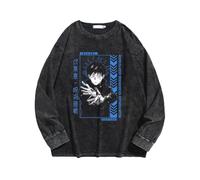 Anjinguang Anime JJK Gojo Satoru Hoodie Unisex Gewaschenes Old Vintage Sweatshirt JJK Cosplay Kostüm Langarm Lässiges Sweatshirt Pullover Top, Typ 5, S