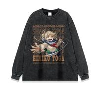 Anjinguang Anime MHA Hoodie Unisex Washed Old Vintage Sweatshirt Toga Himiko Cosplay Kostüm Langarm Casual Sweatshirt Pullover Top, Typ 1, S