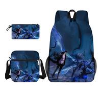 Anjinguang Sung Jin Woo Rucksack, 3-teiliges Set, Cha Hae-in Anime, 3D-Druck, Schultasche mit Schultertasche und Schreibwarentasche, 3-in-1, lässig, leicht, Büchertasche, Reiserucksack, Typ 7
