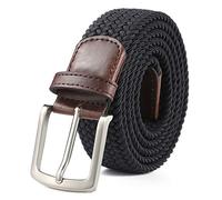 AnJuHoPa Stretchgürtel geflochtener elastischer haltbarer Gürtel Nickelfreie Schnalle Stoffgürtel dunkle Navy-Brown 125cm