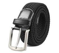 AnJuHoPa Stretchgürtel geflochtener elastischer haltbarer Gürtel Nickelfreie Schnalle Stoffgürtel 105cm Schwarz