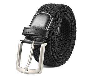 AnJuHoPa Stretchgürtel geflochtener elastischer haltbarer Gürtel Nickelfreie Schnalle Stoffgürtel 105cm Schwarz
