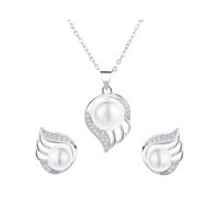 ankbrats Gold Perlenschmuck Set Damen, Hypoallergene Süßwasserperlen Anhänger Perlenohrstecker Halskette, Verstellbare Perlenkette für Frauen Hochzeitsschmuck