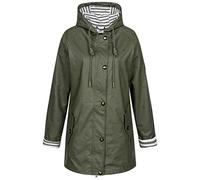 Ankerglut Damen Friesennerz Regenmantel Kapuze Gefüttert Wasserdicht Wetterfest Übergangsjacke #ankerglutbucht Regenjacke, Olive, 52, 191132