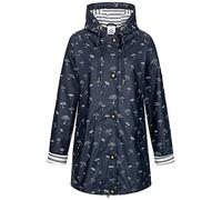 Ankerglut Damen Friesennerz Regenmantel Kapuze Gefüttert Wasserdicht Wetterfest Übergangsjacke #ankerglutbucht Regenjacke, Navy, 34 191132