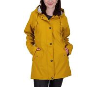 Ankerglut Damen Friesennerz Regenmantel Kapuze Gefüttert Wasserdicht Wetterfest Übergangsjacke #ankerglutnebel Regenjacke, Mustard, 48