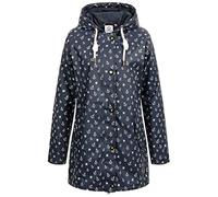 Ankerglut Damen Friesennerz Regenmantel Kapuze Gefüttert Wasserdicht Wetterfest Übergangsjacke #ankerglutwolke Regenjacke, Navy, 46