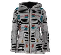 Ankerglut Damen Nepalharmonie Women's Patchwork Jacket With Hood Transition Jacket Windbreaker Fleecejacke, silver gray, 42 EU