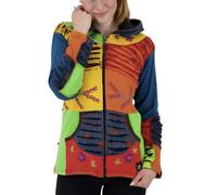 Ankerglut Damen Patchwork Fleecejacke mit Kapuze Übergangsjacke Windbreaker #nepalliebe, slate gray, 40