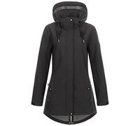 Ankerglut Damen Softshellmantel Kurzmantel mit Kapuze Gefüttert Übergangsjacke #ankerglutbrise Softshelljacke, Black, 40