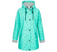 Ankerglut Friesennerz Damen Regenmantel Gefüttert Wasserdicht mit Kapuze, Warme Regenjacke Wetterfest Winddicht, Übergangsjacke Herbst Winter, Türkis, Gr. 48