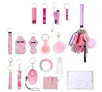 Ankilo Selbstverteidigung Schlüsselanhänger Set Frauen mit Persönlicher Alarm, Sicherheits Schlüsselanhänger Set mit, Pfeife und Pom Pom, Self Defense Keychain Geschenke 17PCS für Frauen
