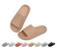 Ankis Badelatschen Damen & Herren, Gr. 40-41 Badeschlappen & Schlappen Damen, Weiche Hausschuhe, Wolkenschuhe, Rutschfeste Badesandalen für Dusche Pool Strand & Sauna, Hausschuhe Damen (Braun)