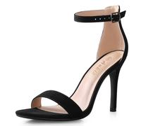 Ankis High Heels for Women 4 Inches, Black Nude Gold Stiletto Heels Open Toe Ankle Strap Heeled Sandals for Dressy Wedding Party
