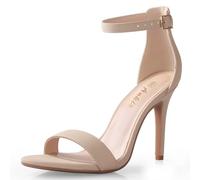 Ankis High Heels for Women 4 Inches, Black Nude Gold Stiletto Heels Open Toe Ankle Strap Heeled Sandals for Dressy Wedding Party