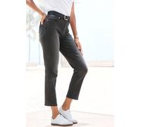 Ankle-Jeans LASCANA, Damen, Gr. 38, N-Gr, schwarz (schwarz washed), Denim/Jeans, Obermaterial: 98% Baumwolle, 2% Elasthan, modisch, figurbetont knöchelfrei, Jeans, mit Stretchanteil, elastische Jeans 