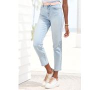 Ankle-Jeans LASCANA, Damen, Gr. 46, N-Gr, blau (light blau washed), Denim/Jeans, Obermaterial: 98% Baumwolle, 2% Elasthan, figurbetont knöchelfrei, Jeans, mit Stretchanteil, elastische Jeans in gerade