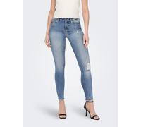 Ankle-Jeans ONLY "ONLBLUSH - Ankle-Jeans mit Destroyed Look für trendige Outfits", Damen, Gr. XS (34), Länge 30, blau (light blau denim), Denim/Jeans, Obermaterial: 94% Baumwolle, 4% Polyester, 2% Ela