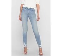 Ankle-Jeans ONLY "ONLBLUSH MID SK ANK RAW", Damen, Gr. S (36), Länge 34, blau (light blau denim), Denim/Jeans, Obermaterial: 92% Baumwolle, 6% Elastomultiester, 2% Elasthan, unifarben, knöchellang, Je