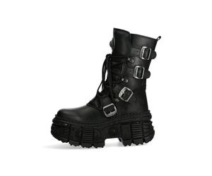 Ankleboots NEW ROCK "Plateau Boots WALL373-S5", Damen, Gr. 43, Normalschaft, schwarz, Obermaterial: 100% Rindnappaleder CNA., Schuhe Ankleboots, Handgefertigt, Made in Spain (52876058-43) schwarz
