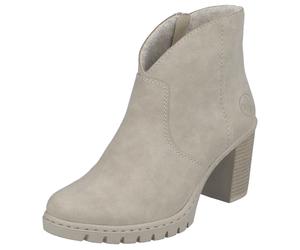 Ankleboots RIEKER, Damen, Gr. 42, grau (beige), Nubuklederimitat, unifarben, Schuhe Stiefelette Ankleboots, Stiefelette, Plateauboots, Blockabsatz, in eleganter Optik (16215249-42) beige