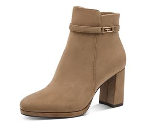 Ankleboots TAMARIS, Damen, Gr. 41, beige (hellbraun), Textil, Veloursleder, unifarben, Schuhe Ankleboots, Stieflette, Businessboots mit edlen Verzierungen (86939455-41) hellbraun