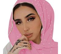 ANKOMINA Weicher Damen-Schal, Chiffon, Strass, langer Schal, modisch, muslimischer Hijab-Kopftuch, Schal, rosa - deep pink, Einheitsgröße