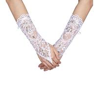 ANKROYU Hochzeitshandschuhe, Hochzeits-Satin-Handschuhe, Brauthandschuhe, Vintage-Stil, Elfenbeinweiße Spitze, Fingerlose Brauthandschuhe, Opernhandschuhe, Geeignet Für Hochzeitsaccessoires(Elfenbein)