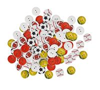 ANKROYU Holzknöpfe, natürliche runde Form, 2 Löcher, gemischte Sportmuster, Knöpfe für Heimwerker, Nähen, Basteln, Kleidungszubehör, Spielbausteine, 100 Stück, 2 cm