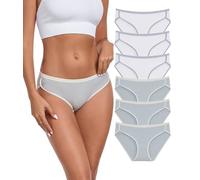 ANLIQI Modal-Unterwäsche für Damen, hoch geschnitten, Sporthöschen, feuchtigkeitsableitend, Bikini-Unterwäsche, bequeme Hipster-Höschen für Frauen, 3 x 6 gw-Packungen, gebleicht, 3 x grau, XL