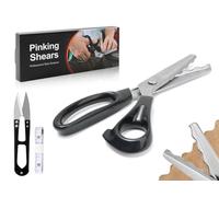 Anlising Zackenscheren,18MM Wellenschere,Stoffschere,Gezackte Schere, Edelstahl Scharf Schere,Zickzackschere,Lace Schere,Schneiderschere,für Schneiden von Stoff,Kleidung,Nähen,Papier,Basteln(Schwarz)