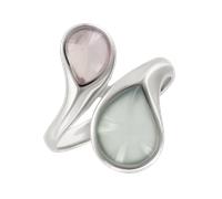 Anmutiger Damenring aus 925er Silber mit blauem Quarz und grauem Achat